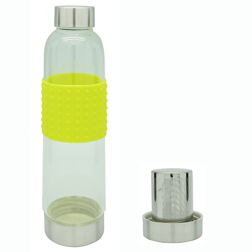 Single Wall Glass Tea Bottle with Strainer