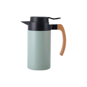 1200ml Curved Wooden Handle Stainless Steel Vacuum Coffee Pot