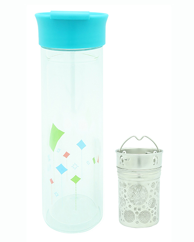 Double Wall Glass Bottle with Strainer 380ml