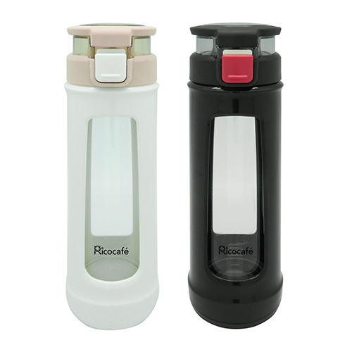 Single Wall Glass Water Bottle with Loop 410ml