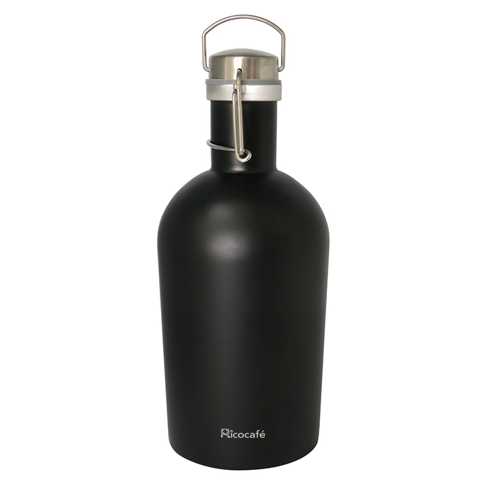 Stainless Steel Single Wall Growler Bottle Black 2.0L