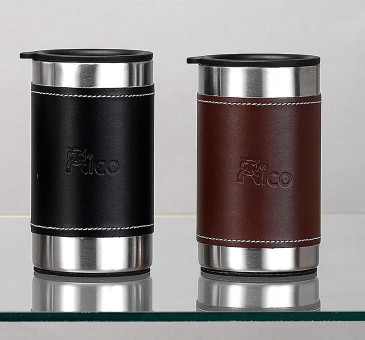 Leather Sleeve Stainless Steel Double Wall Mug