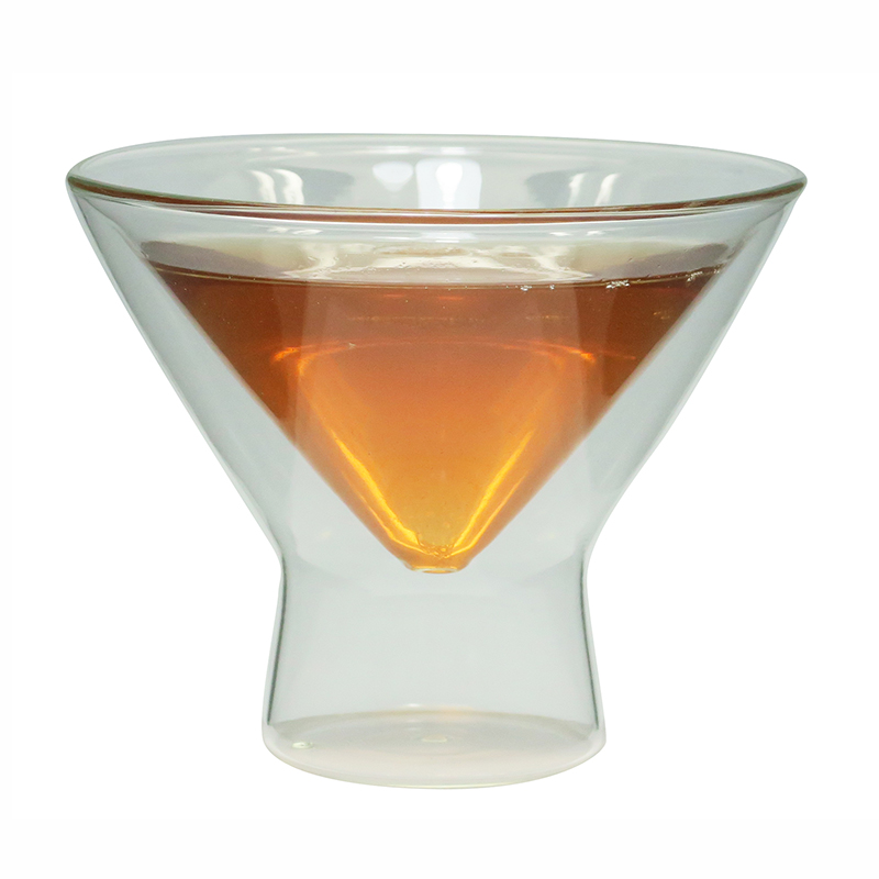 BPA free Double Wall Glass Martini Cup