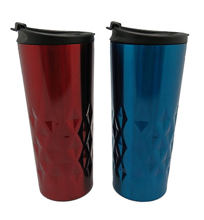 Quilted Stainless Steel Vacuum Coffee Mug Red, Blue 400ML