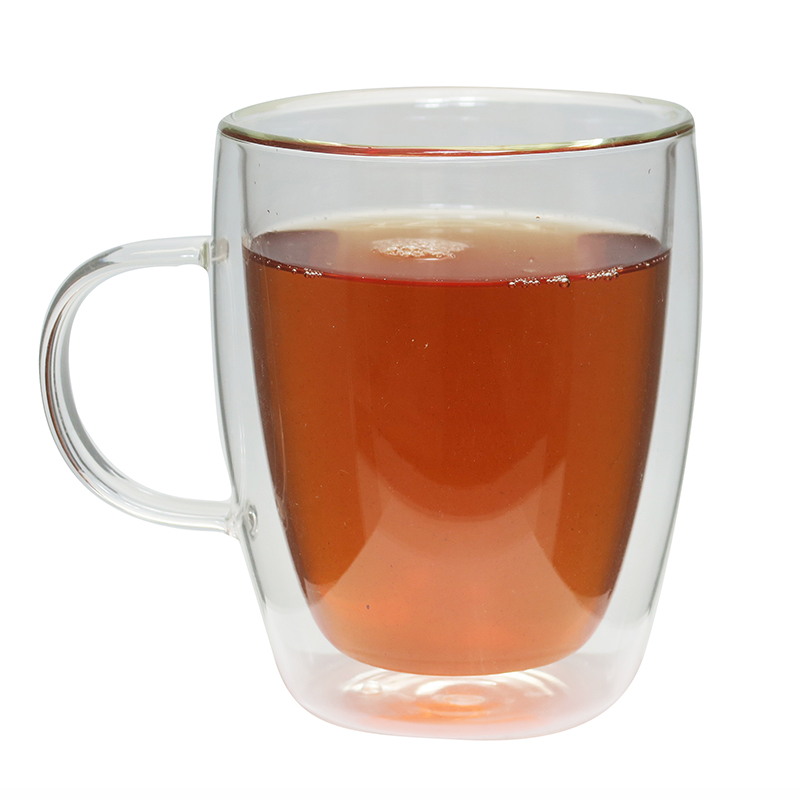 Durable Handle Double Wall Glass Tea Cup