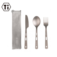 4-Piece Portable Titanium Cutlery Set with Pouch