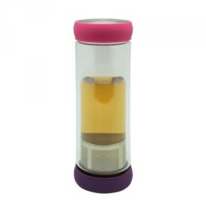 Double Wall Glass Tea Bottle 400Ml With Strainer