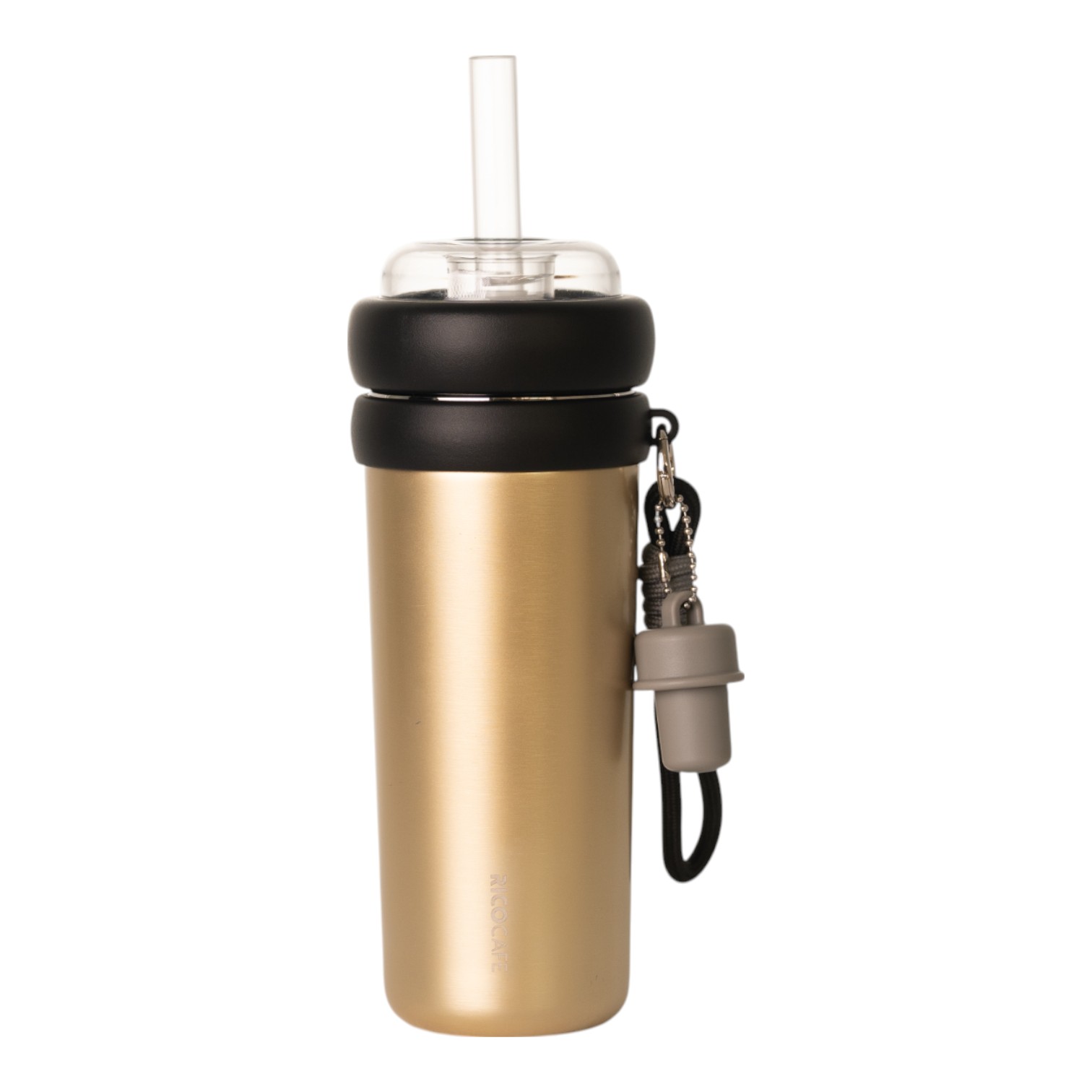 650ml Wide Straw Stainless Steel Tumbler – Insulated Bubble Tea Cup with Lid & Strap for Boba & Smoothies