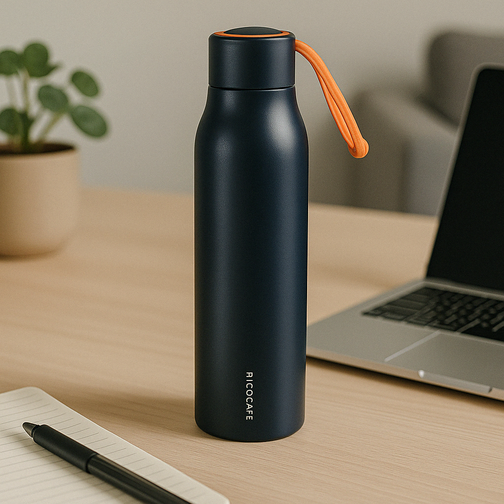600ml Stainless Steel Vacuum Bottle with Carry Strap