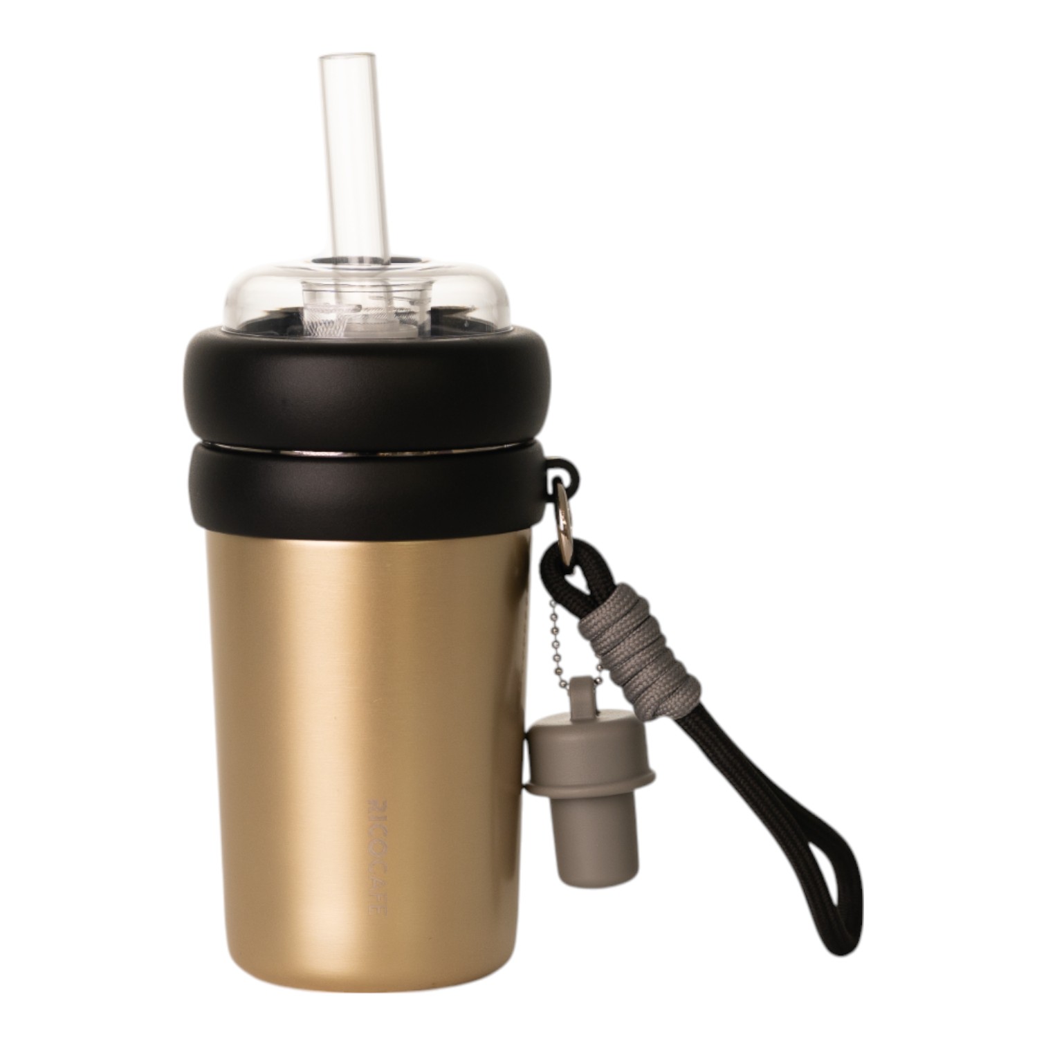 450ml Wide Straw Stainless Steel Tumbler – Insulated Bubble Tea Cup with Lid & Strap for Boba & Smoothies