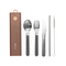 6-Piece Portable Stainless Steel Travel Cutlery Set with Case – Knife, Fork, Spoon, Straw & Brush