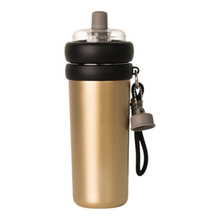 450ml Wide Straw Stainless Steel Tumbler – Insulated Bubble Tea Cup with Lid & Strap for Boba & Smoothies