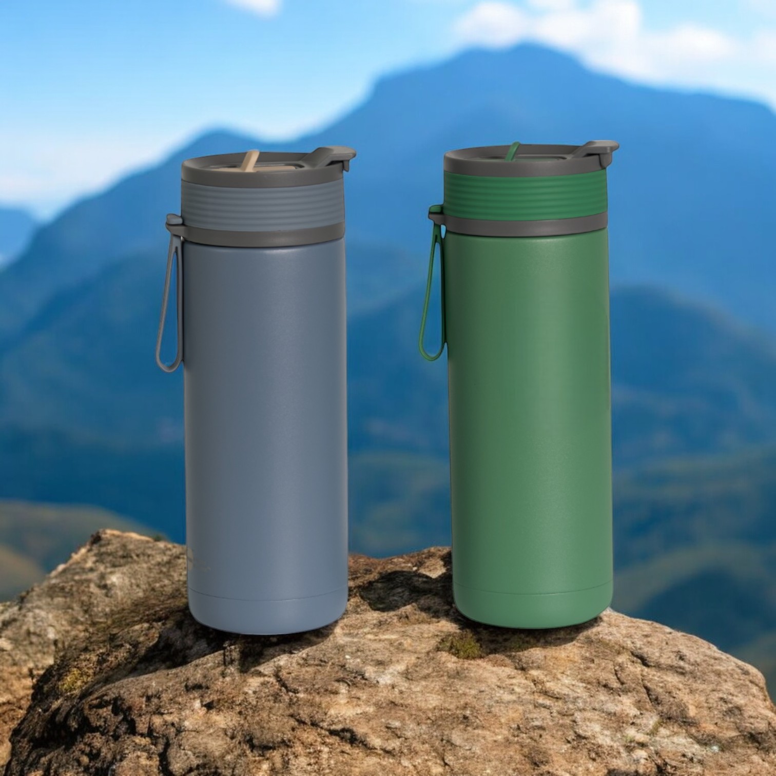 Dual Drink Lid Stainless Steel Vacuum Sports Bottle
