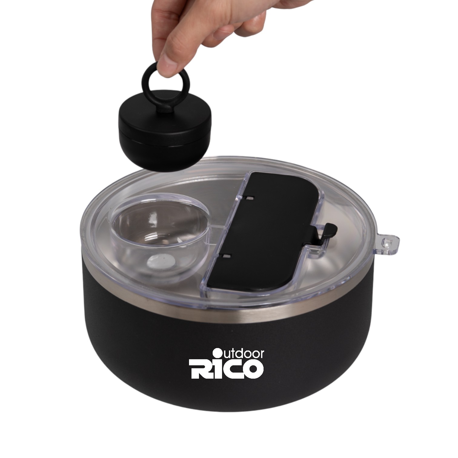 1400ml Stainless Steel Vacuum Salad Bowl with Dressing Container and Cutlery Storage