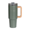 40oz Whirling Lid Stainless Mug Thermal Tumbler With Wooden Handle