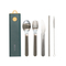 6-Piece Portable Stainless Steel Travel Cutlery Set with Case – Knife, Fork, Spoon, Straw & Brush