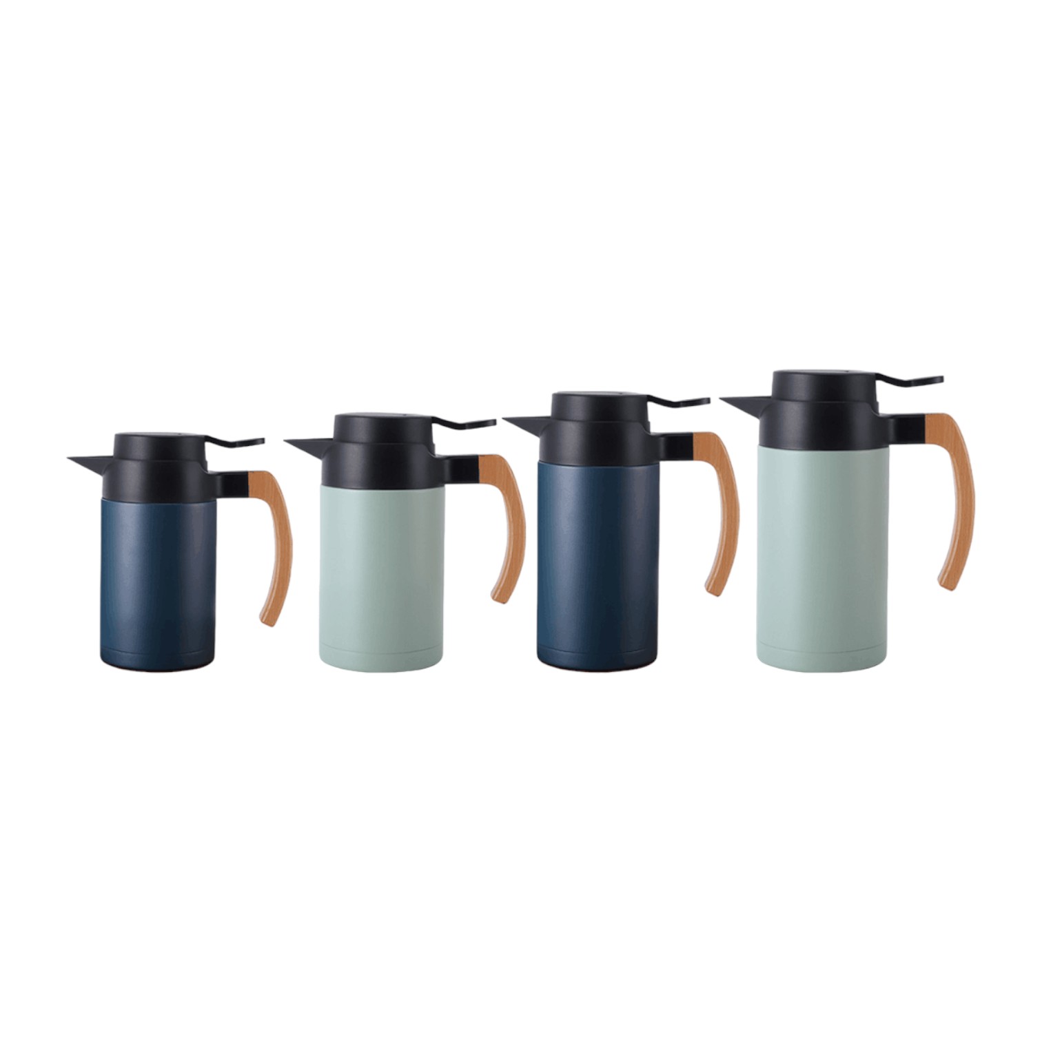 850ml Curved Wooden Handle Stainless Steel Vacuum Coffee Pot