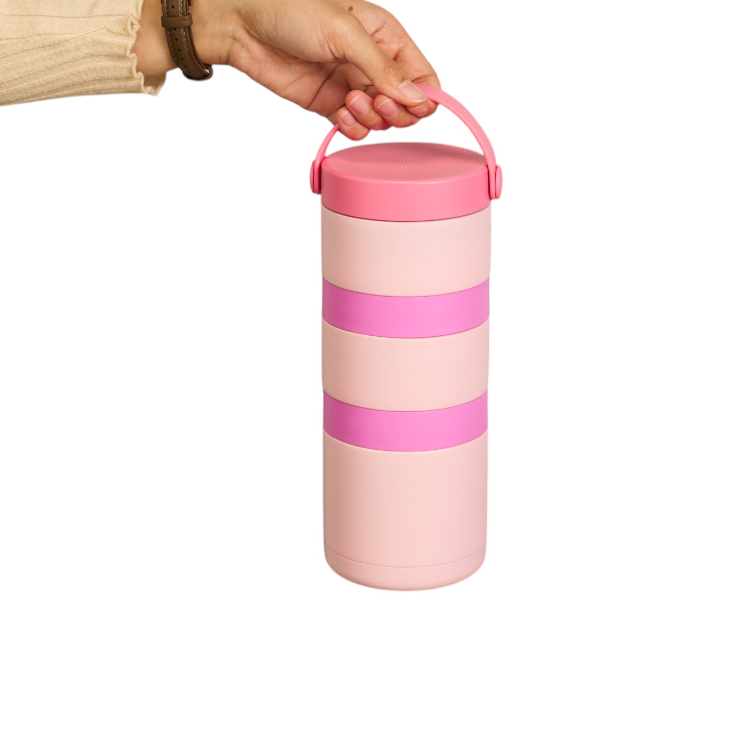 3 Layers Stainless Steel Food Container with Handle for On-The-Go Meal