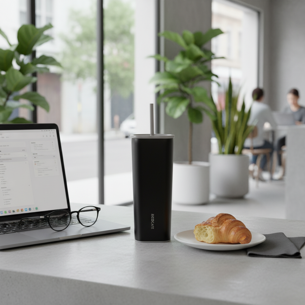 500ml Square Stainless Steel Insulated Tumbler with Straw