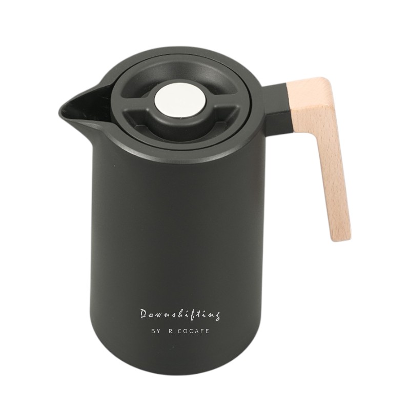 3 Layers Wooden Handle Stainless Steel Insulated Smart Press Coffee Pot