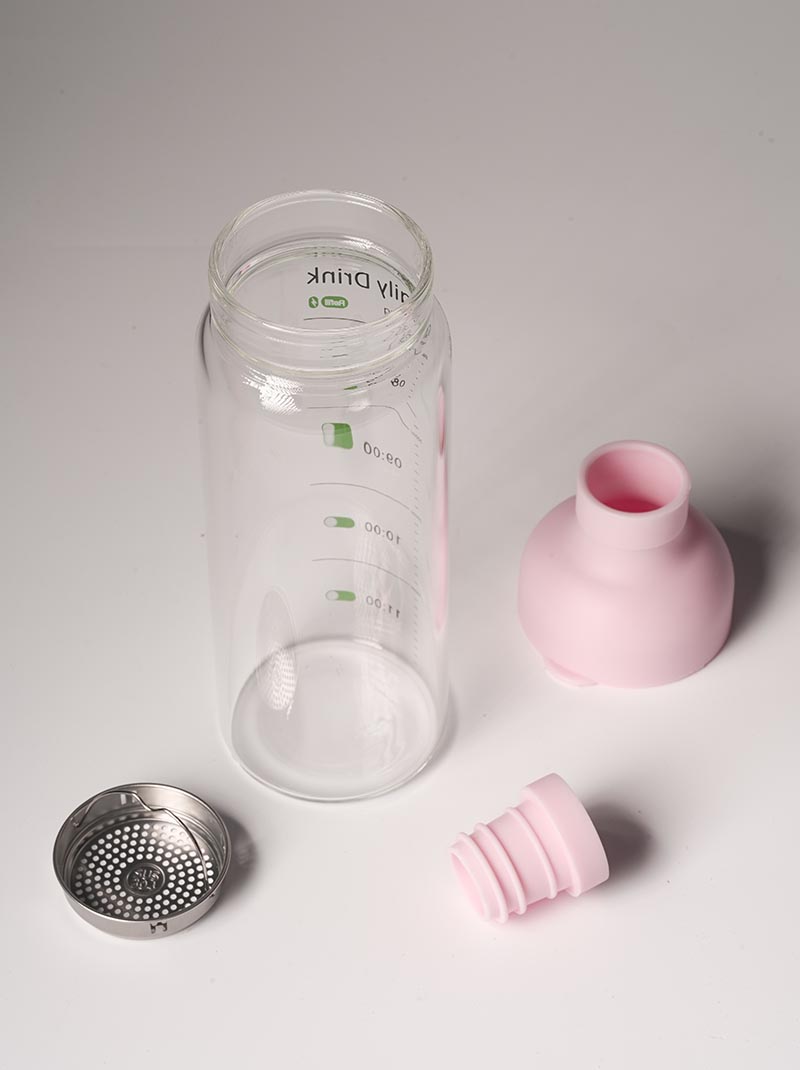 Single Wall Glass Water Bottle with a Filter